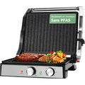 Appareil a sandwich et presse a panini blanc en verre trempe 1500 w 0.8 l