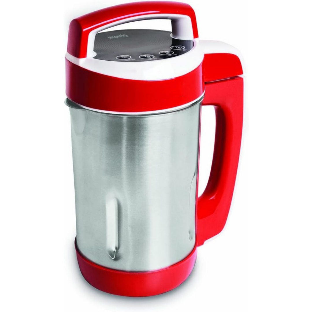 Blender chauffant et machine a soupe rouge en verre trempe 1500 w 3 l
